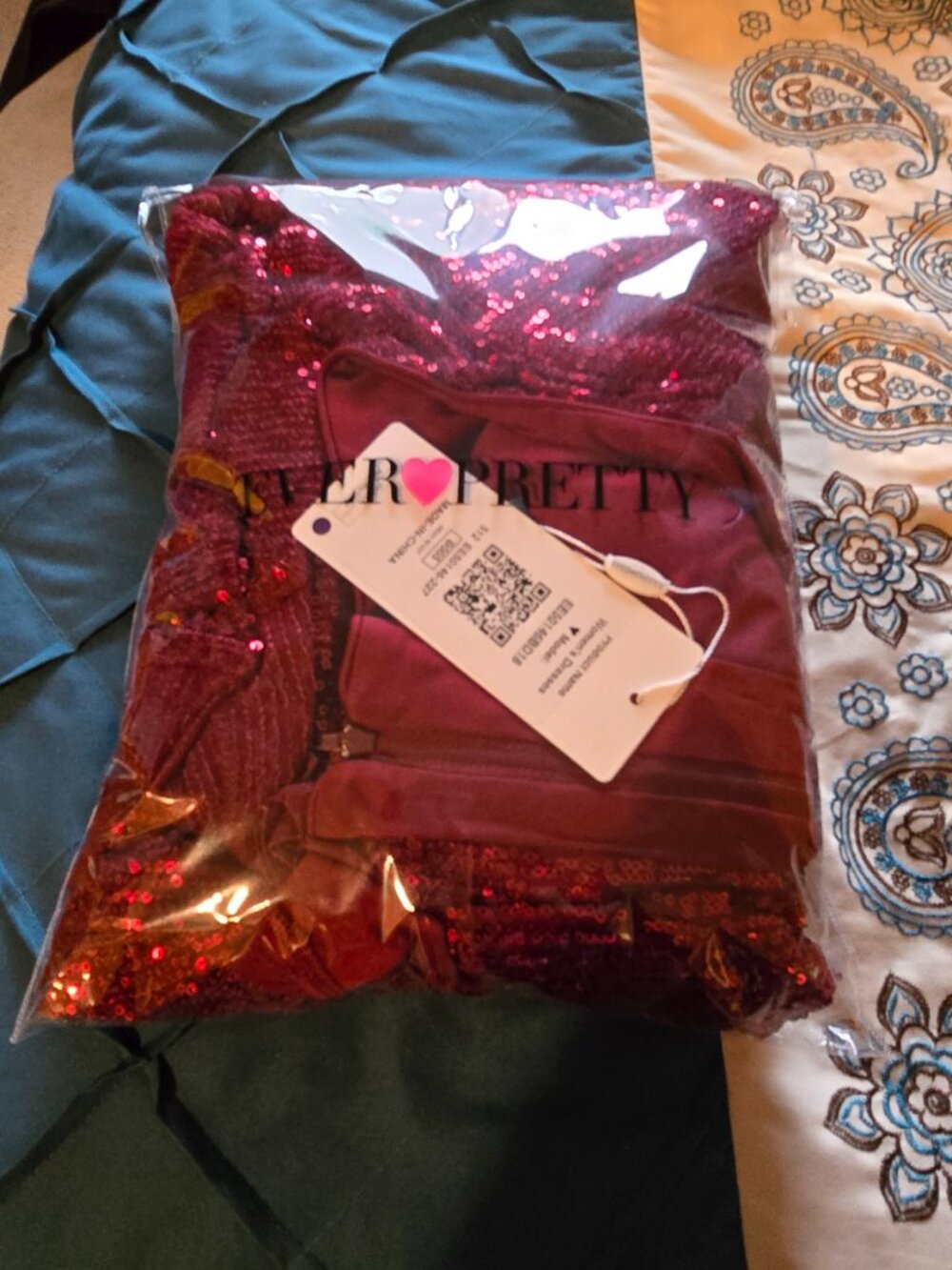 NWT Ever Pretty Syren Sequin V-Neck Gown with High Slit - Plus - Picture 13 of 13